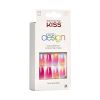 KISS Salon Design Short Coffin Glue-On Nails, Glossy Light Multicolored, 'The Motto', 24 Ct.