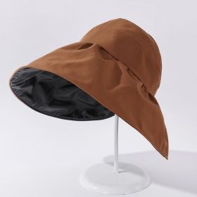 Summer Double-layer Fisherman Hat Women's Empty Top Sun Hat Outdoor UV Protection Foldable Sunshade Hat Sunscreen Sun Hat (Color: Coffe)
