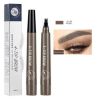 Simulated native eyebrow lasting four-fork liquid water eyebrow pencil four-head three-dimensional color rendering waterproof and sweat-proof eyebrow